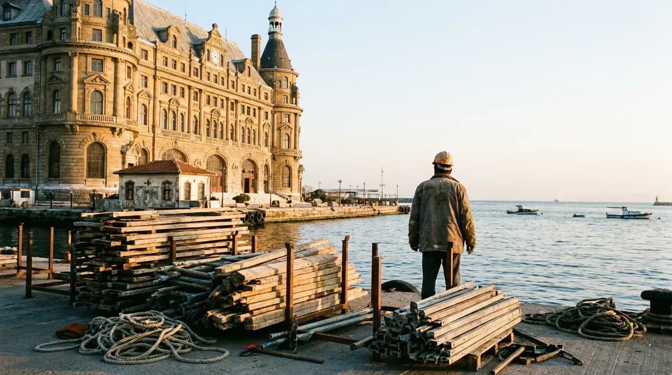 Haydarpaşa'da iskeleler kalktı, tarihi cephe gün yüzüne çıktı