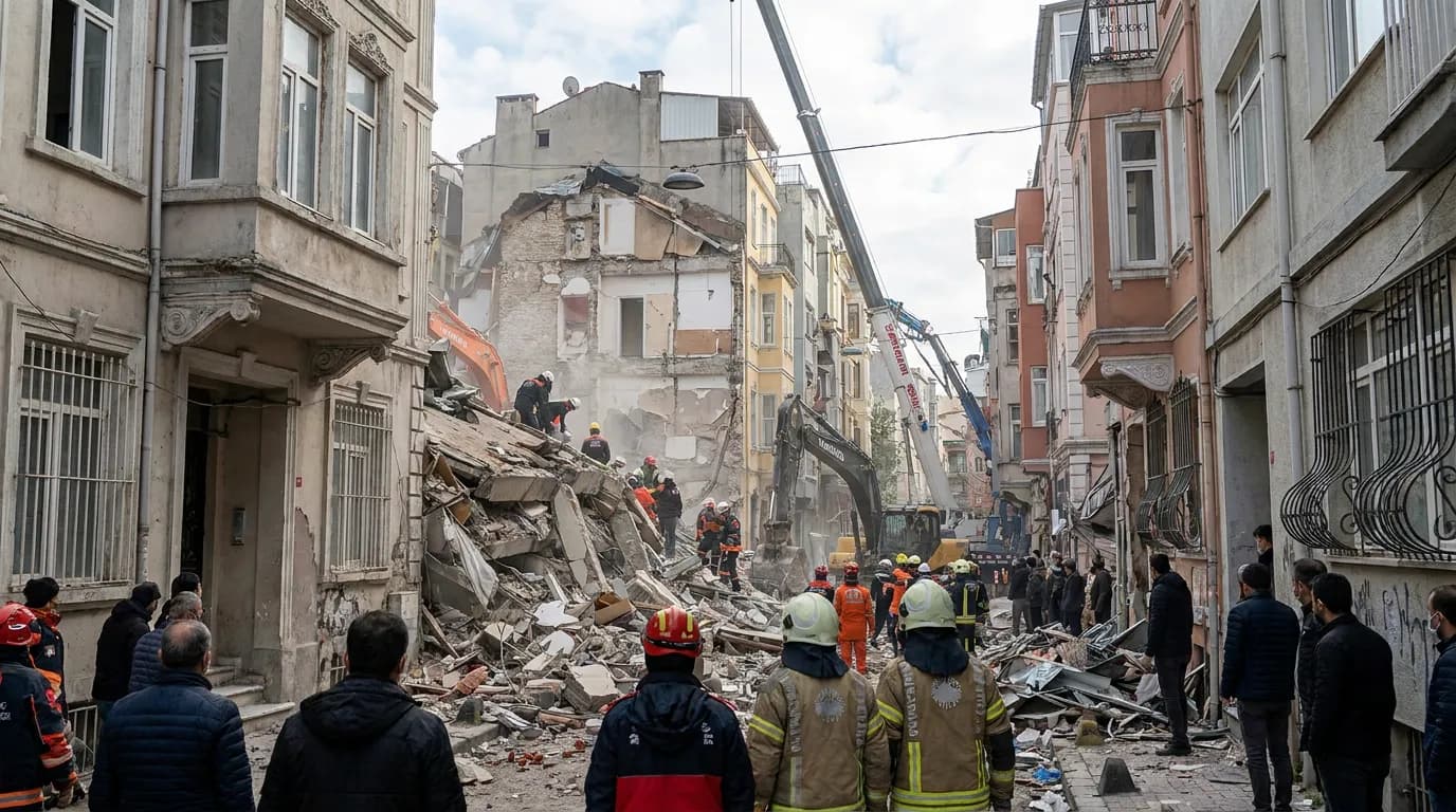 Beyoğlu bina çökmesi sonrası arama kurtarma çalışmaları tamamlandı