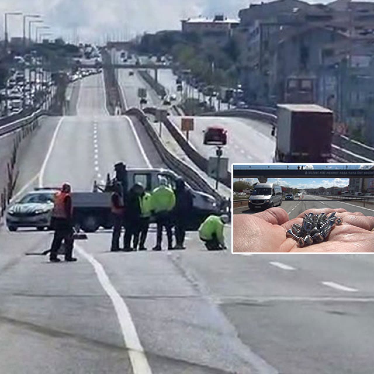Kamyondan vidalar döküldü trafik felç oldu